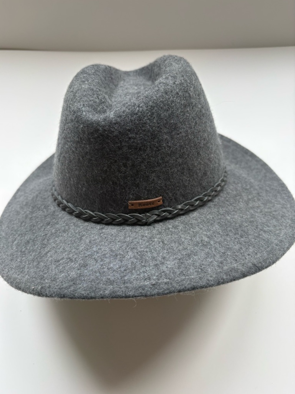 Women’s Roots Gray Wool Felt Fedora Hat with Braided Band, O/S